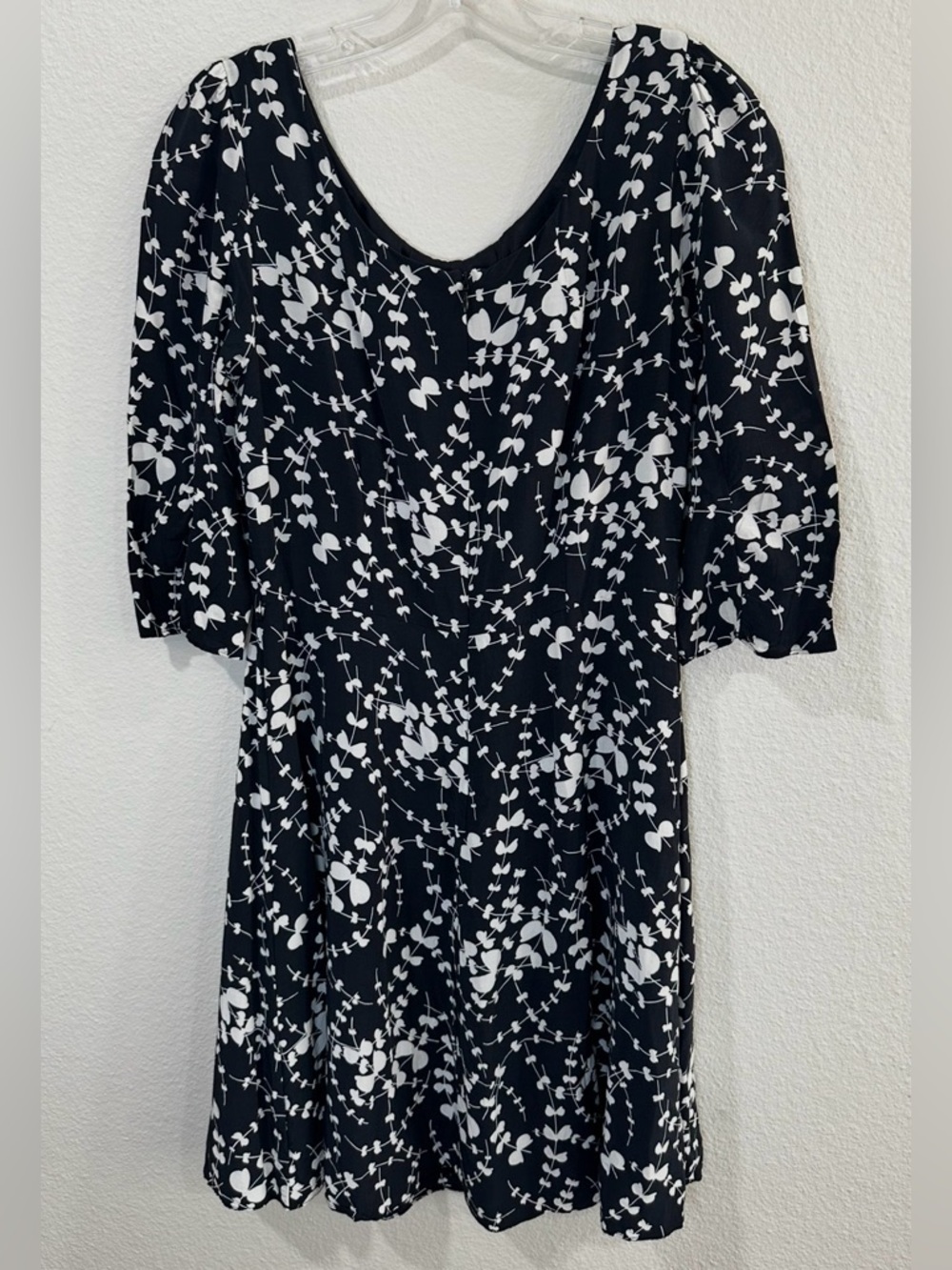 Boden Black and White Floral Vines Dress size 8R